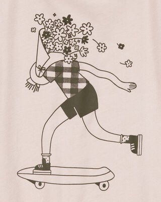 Product image 2 of Kid Floral Skater Girl Graphic Tee - Tan