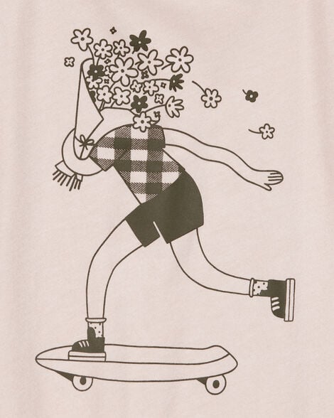  Product image 2 of Kid Floral Skater Girl Graphic Tee - Tan