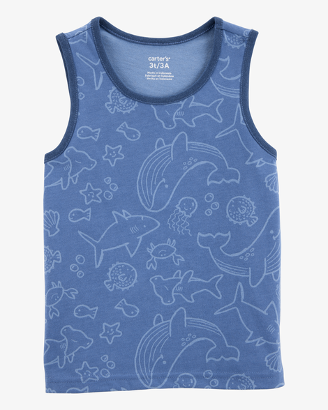 baby sea animals graphic tank - blue