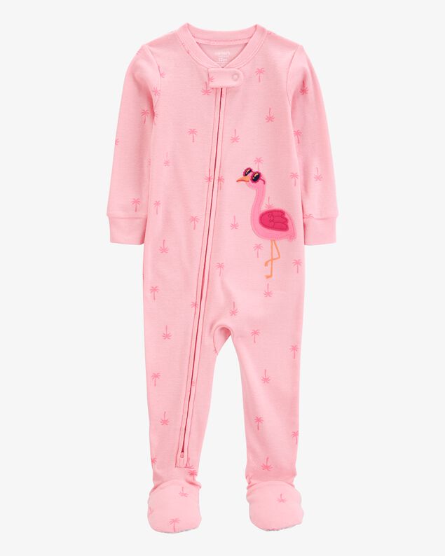 Product image 1 of Baby Girl Flamingo Print Snug Fit Cotton Footie 1-Piece Pajamas - Pink