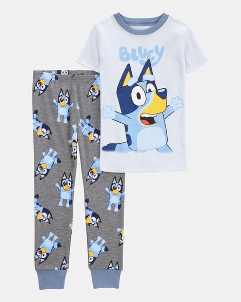 toddler boy bluey snug fit cotton 2-piece pajamas - blue