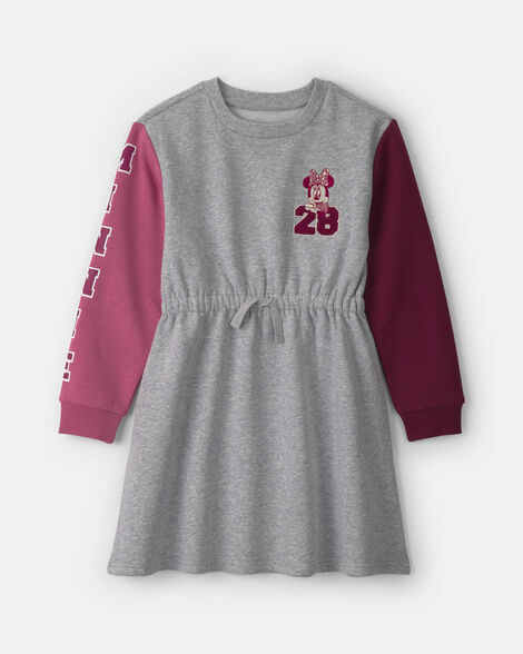 girls disney© minnie color block long-sleeve dress - grey