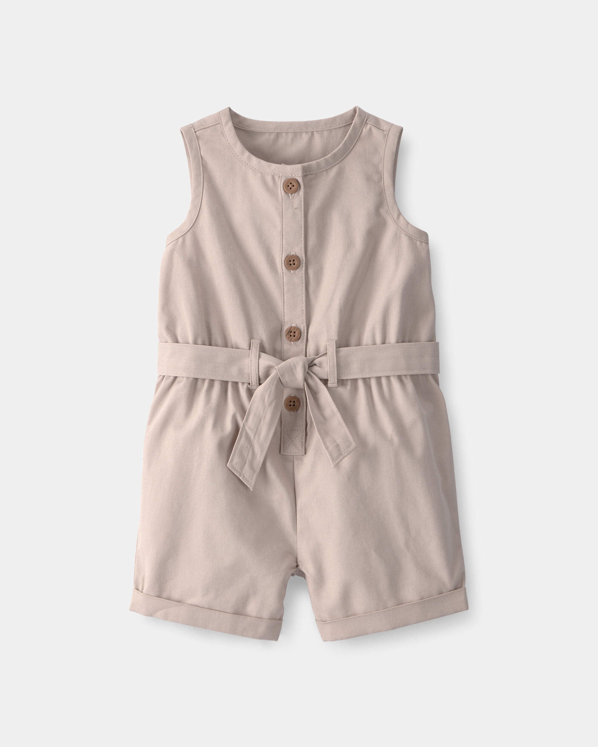 Carters baby girl canvas sleeveless romper 12M Khaki 14$