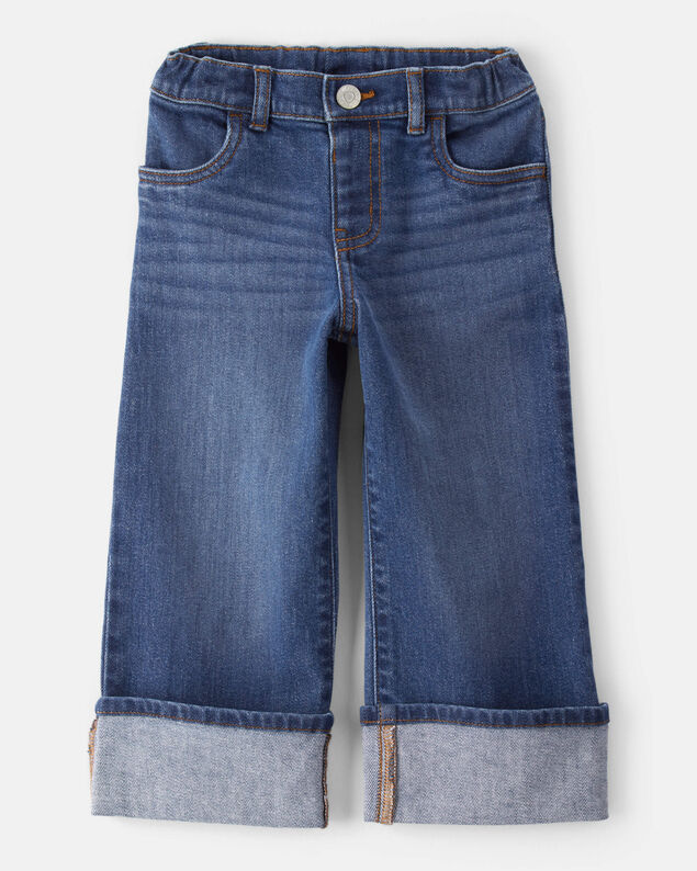 Product image 1 of Toddler Girl Denim Wide-Leg Cuff Jeans - Blue