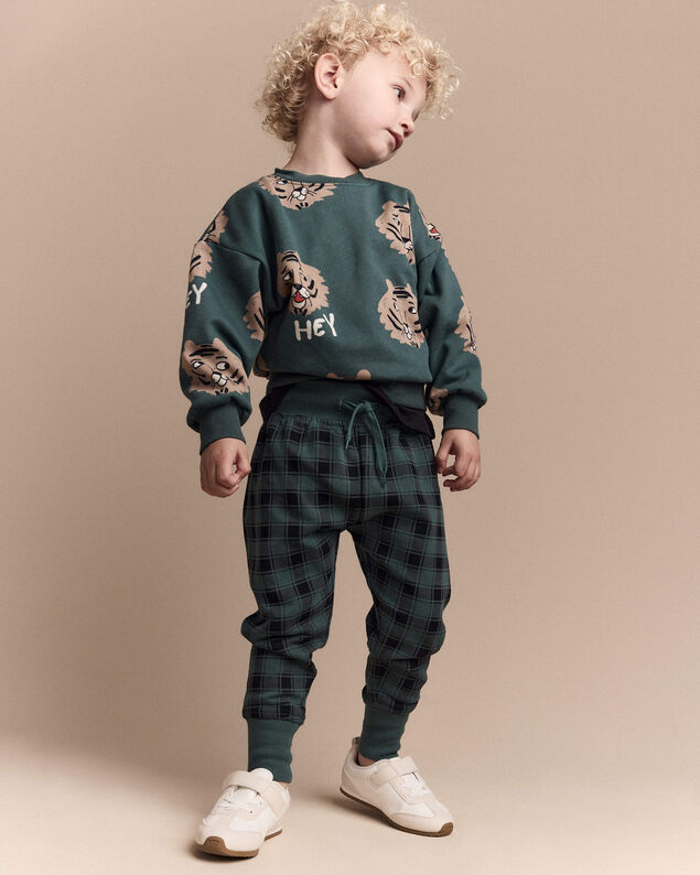 Product image 2 of Toddler 'Hey' Tiger Dolman-Sleeve Sweatshirt - Green