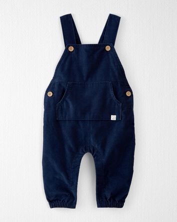 Baby Organic Cotton Cozy-Lined Corduroy Overalls in Navy