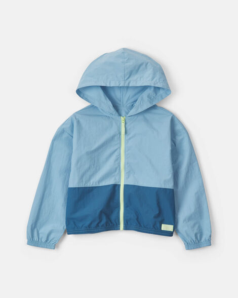 girls colorblock zip-up jacket - blue