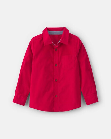 Boys Corduroy Button-Down Shirt - Red