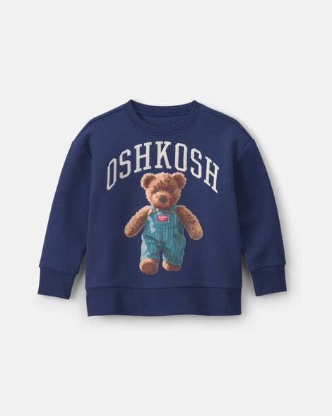 Kids OshKosh Bear Fleece Pullover Sweatshirt - Navy Blue