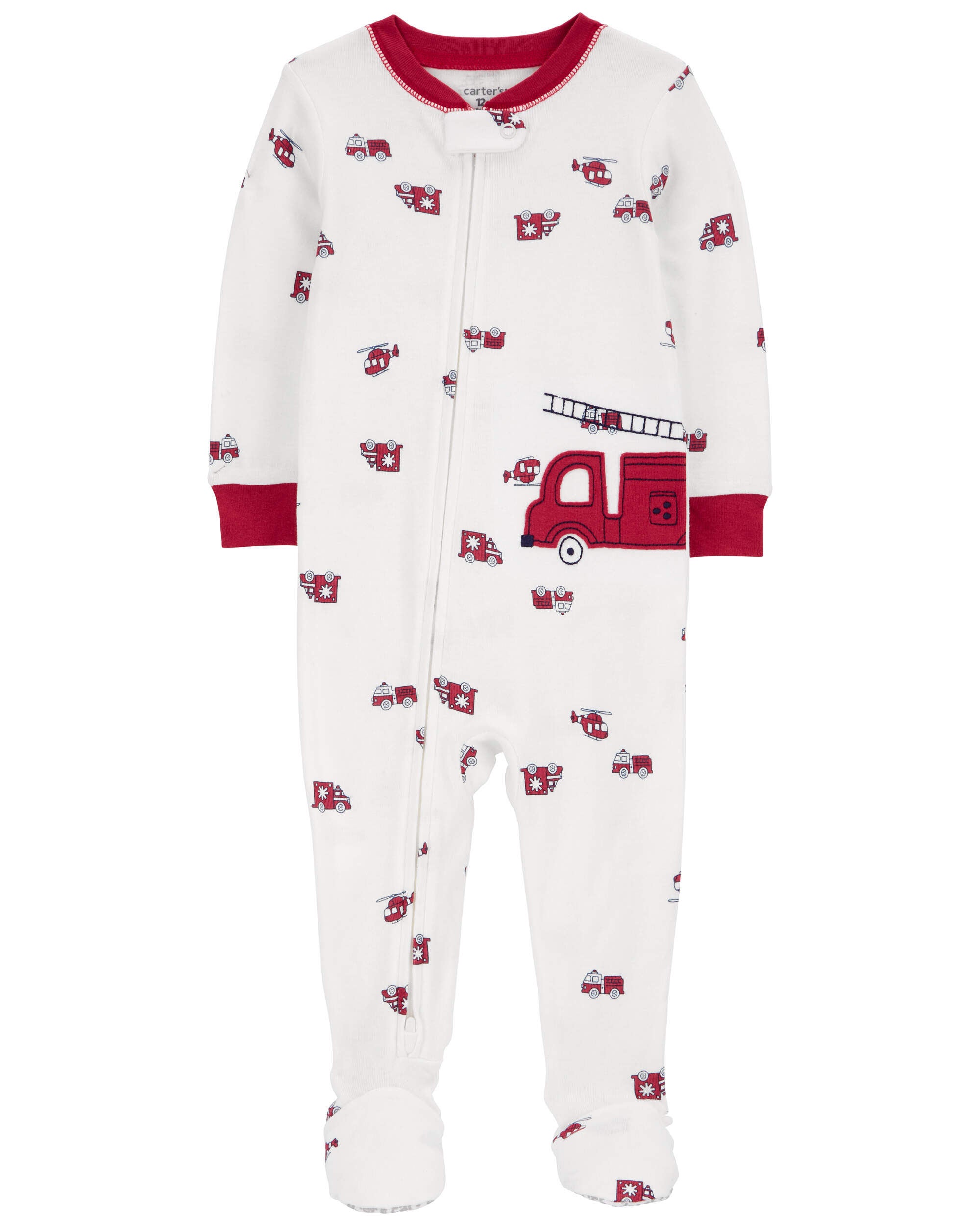 Baby 1 Piece Firetruck 100 Snug Fit Cotton Footie Pajamas