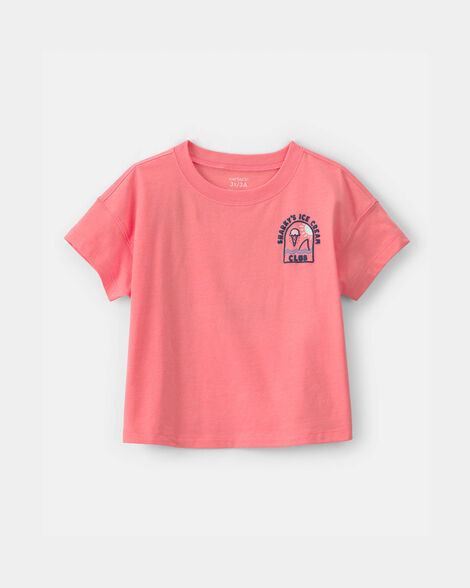 toddler boy shark graphic tee - coral