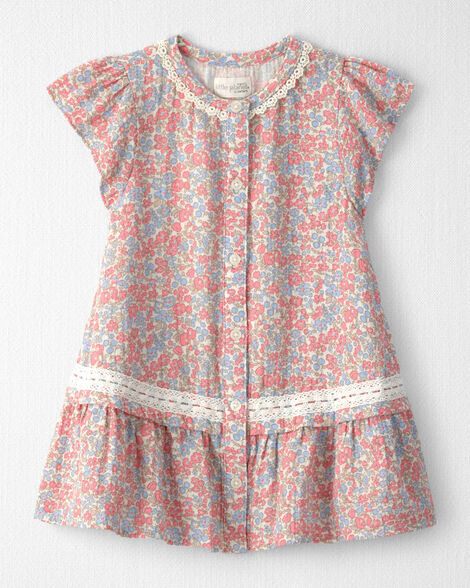 Toddler Girl Organic Cotton Gauze Dress in Meadow Mix Print