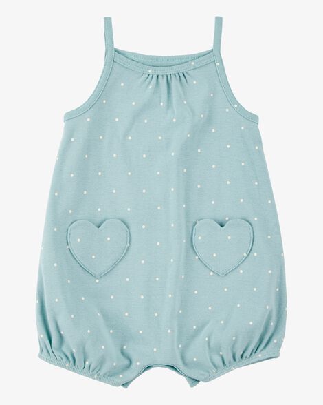  Product image 1 of Baby Heart Pockets Cotton Romper - Blue