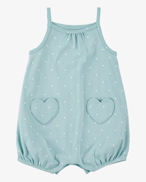 Product image 1 of Baby Heart Pockets Cotton Romper - Blue