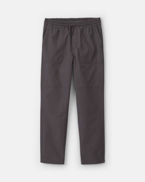 boys canvas pull-on pants - grey