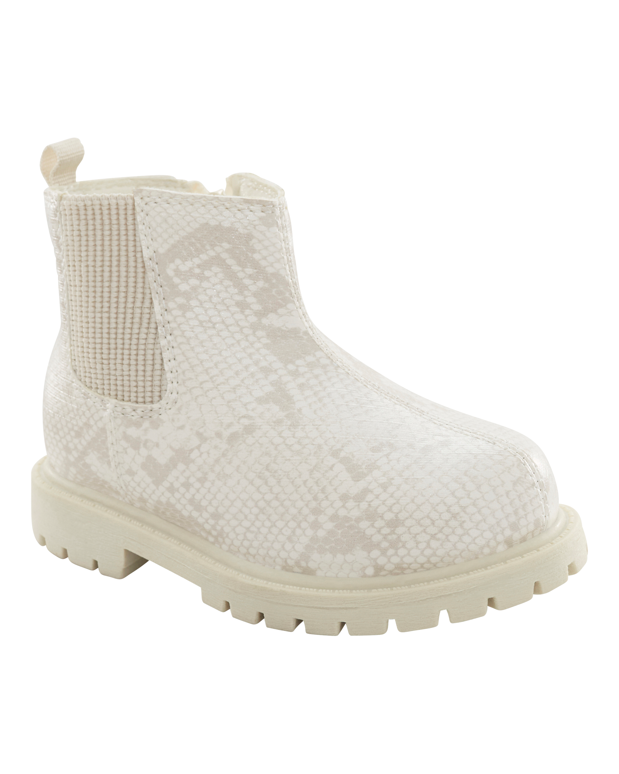 Carters Toddler Girls Snakeskin Chelsea Boots 10 Ivory 14$