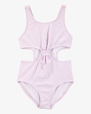 Product image 1 of Kid 1-Piece Ribbed Cut-Out Swimsuit - Purple