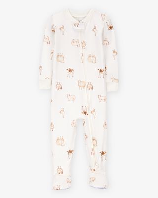 Product image 1 of Baby Farm Animals Print PurelySoft Footie 1-Piece Pajamas - Ivory