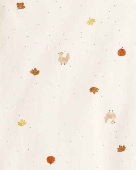 Baby Girl 3-Piece Thanksgiving Print Dress Set - White/Brown