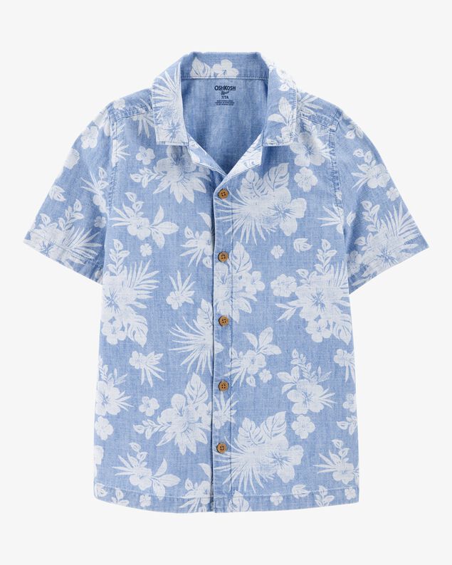 Product image 1 of Kid Tropical Print Button-Front Shirt - Blue