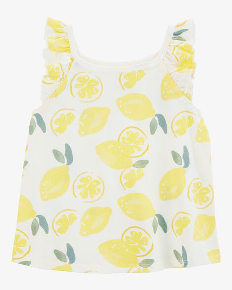 Product image 1 of Toddler Lemon Flutter-Sleeve Tank - White