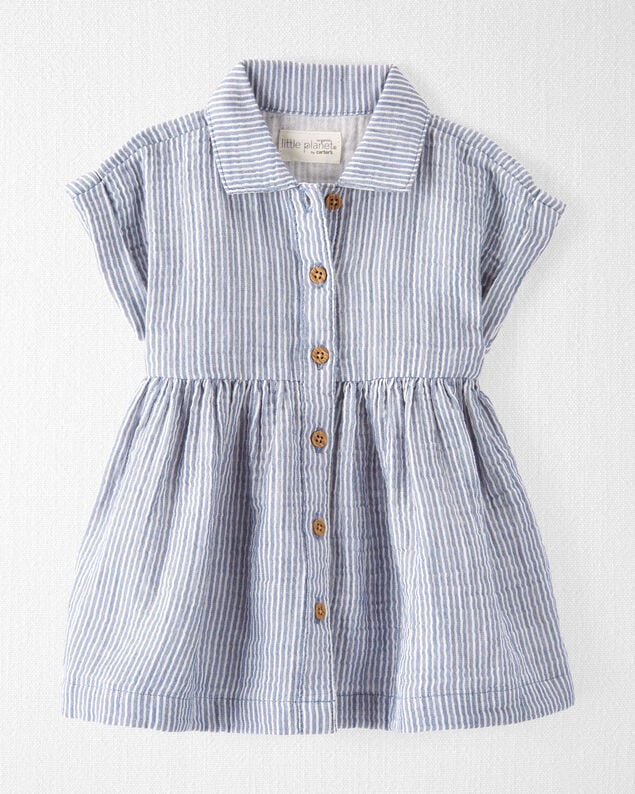 Product image 1 of Baby Organic Cotton Striped Button-Front Dress