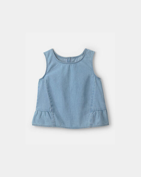 Girls Denim Chambray Tank Top - Light Wash