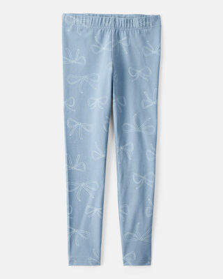 Product image 1 of Kid Cotton Bow Stretch Leggings - Blue