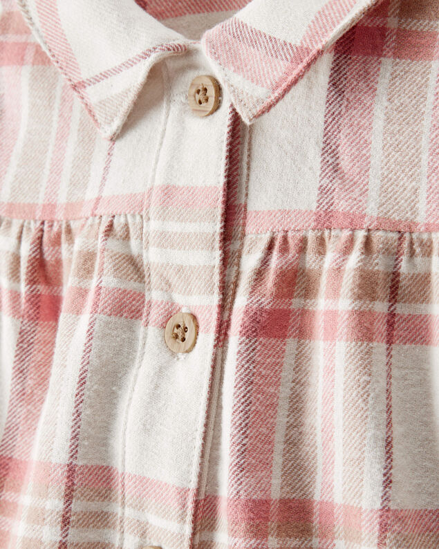 Product image 2 of Baby Girl 2-Piece Plaid Cotton Long-Sleeve Dress Set - Pink/White