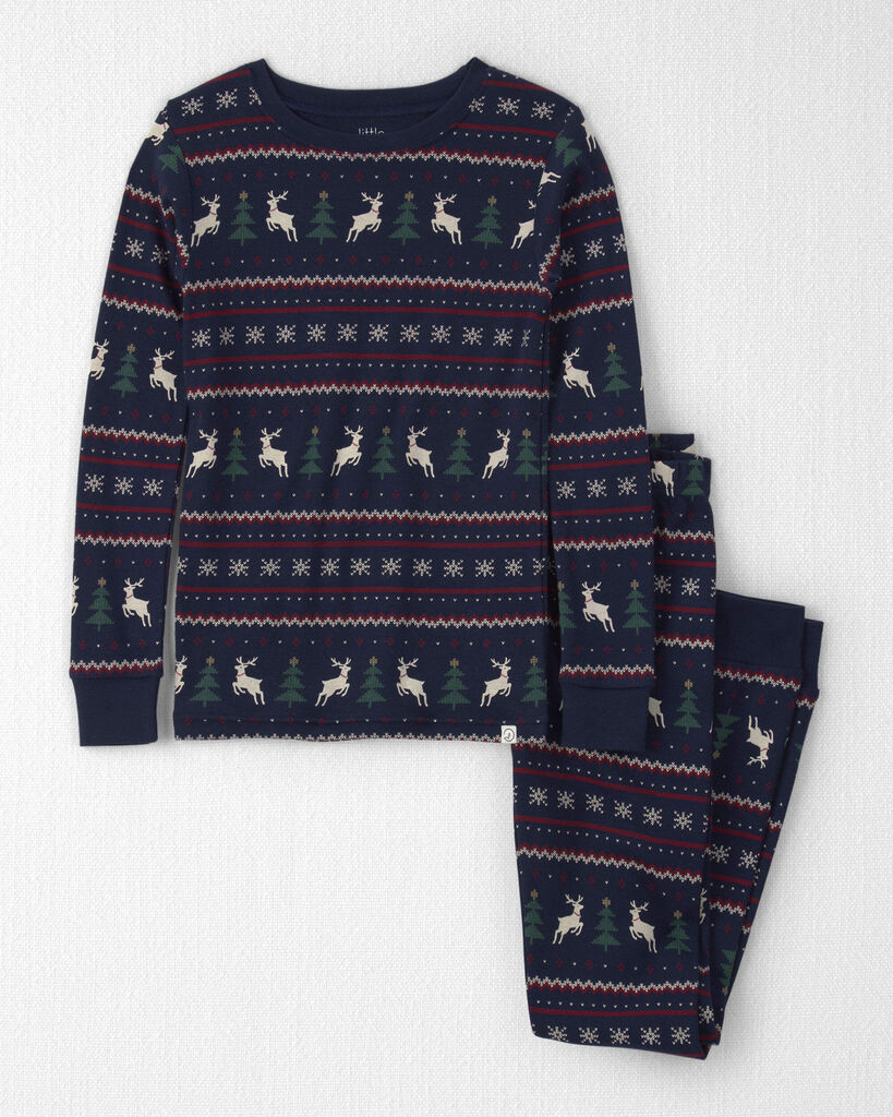 Little Planet Kids 2-Piece Organic Cotton Fair Isle Pajamas 10 Navy Blue Fair Isle