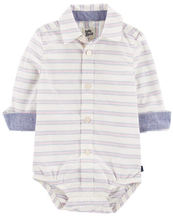 Baby Striped Button-Front Bodysuit