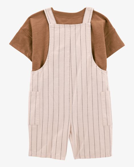 Toddler 2-Piece Tee & Striped Shortall Set