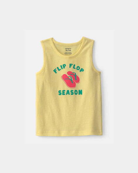 toddler 'flip flop season' graphic tank - yellow