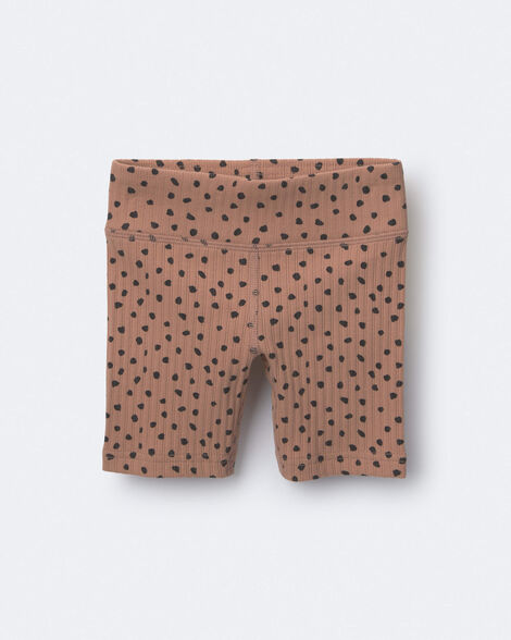 Toddler Girl Brooklyn Bike Shorts in Dot Print - Tan