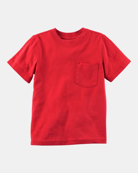 baby solid short-sleeve pocket tee - red