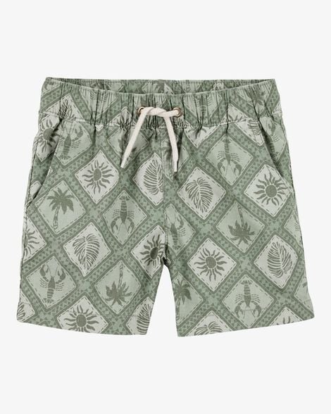  Product image 5 of Toddler 2-Piece Tile Print Button-Down Shirt & Drawstring Shorts Set - Green