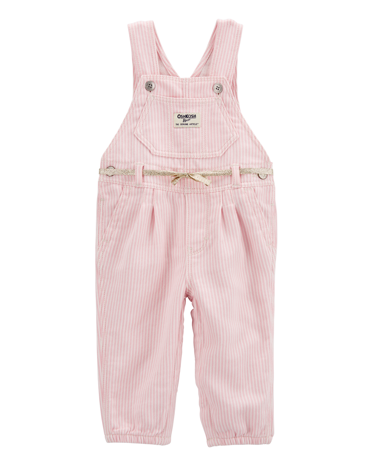 Baby Knit Denim Hickory Stripe Overalls - Pink - OshKosh