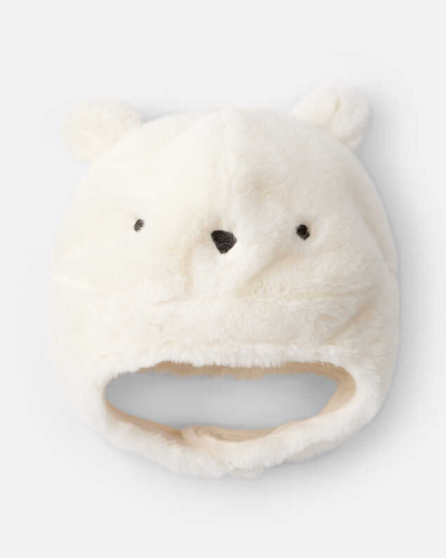 Product image 2 of Baby Polar Bear Winter Trapper Hat - White
