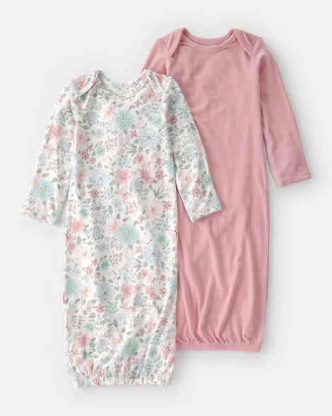 baby girl 2-pack butterfly garden purelysoft sleeper gowns - pink