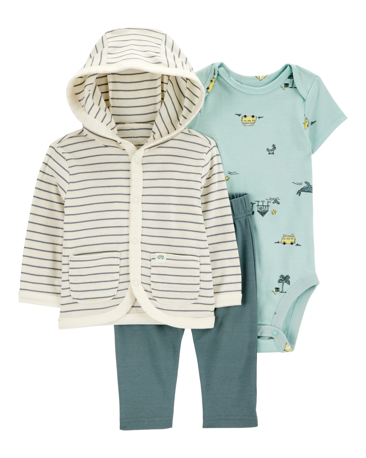 Baby 3Piece Striped Hooded Pant Set Carter's Carter's