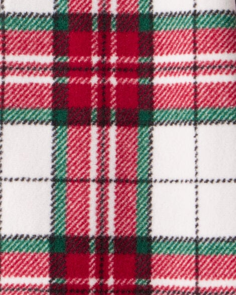 Baby Plaid Print Fleece Long-Sleeve Loose Fit 1-Piece Pajamas
