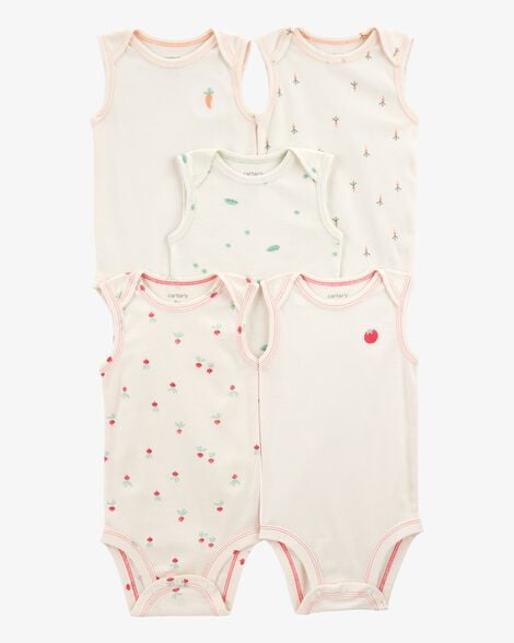 Product image 1 of Baby 5-Pack Vegetables Sleeveless Bodysuits - Ivory