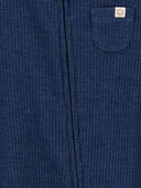 Navy - Baby Textured 2-Way Zip Sleep & Play Pajamas, Selected