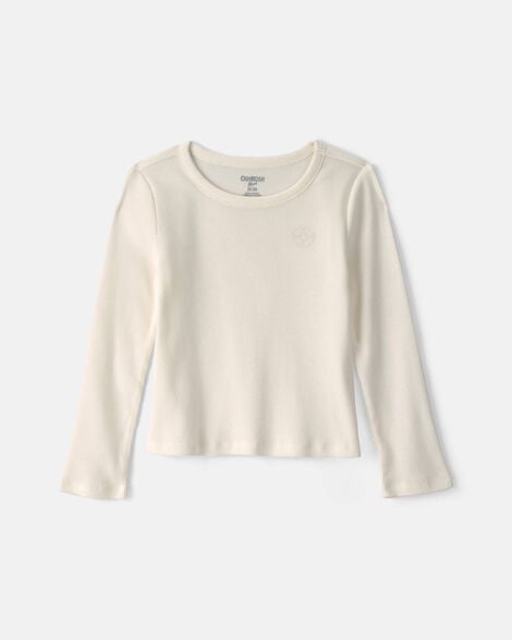 Toddler Girl Long-Sleeve Rib Top - Cream