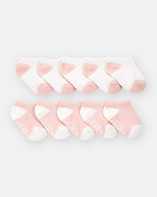 Product image 2 of Baby 10-Pack No Show Socks - Pink/White