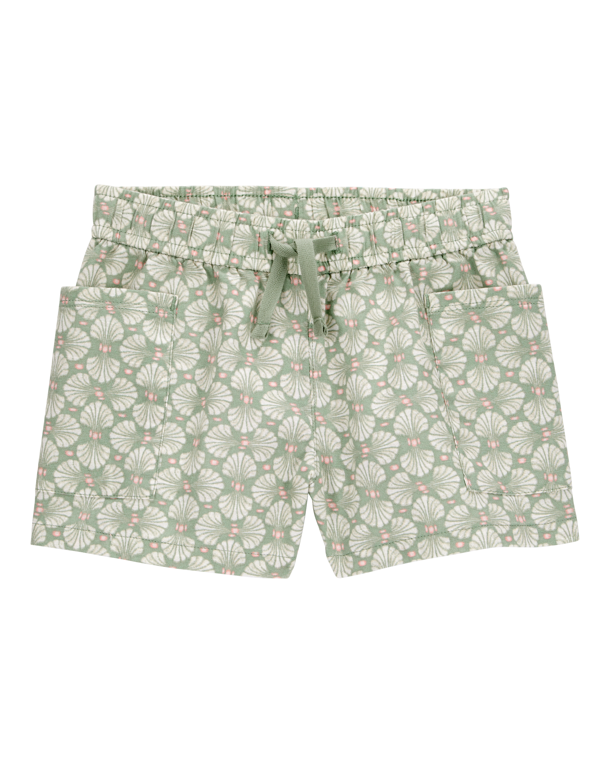 Baby Tropical Print Drawstring Shorts - Green
