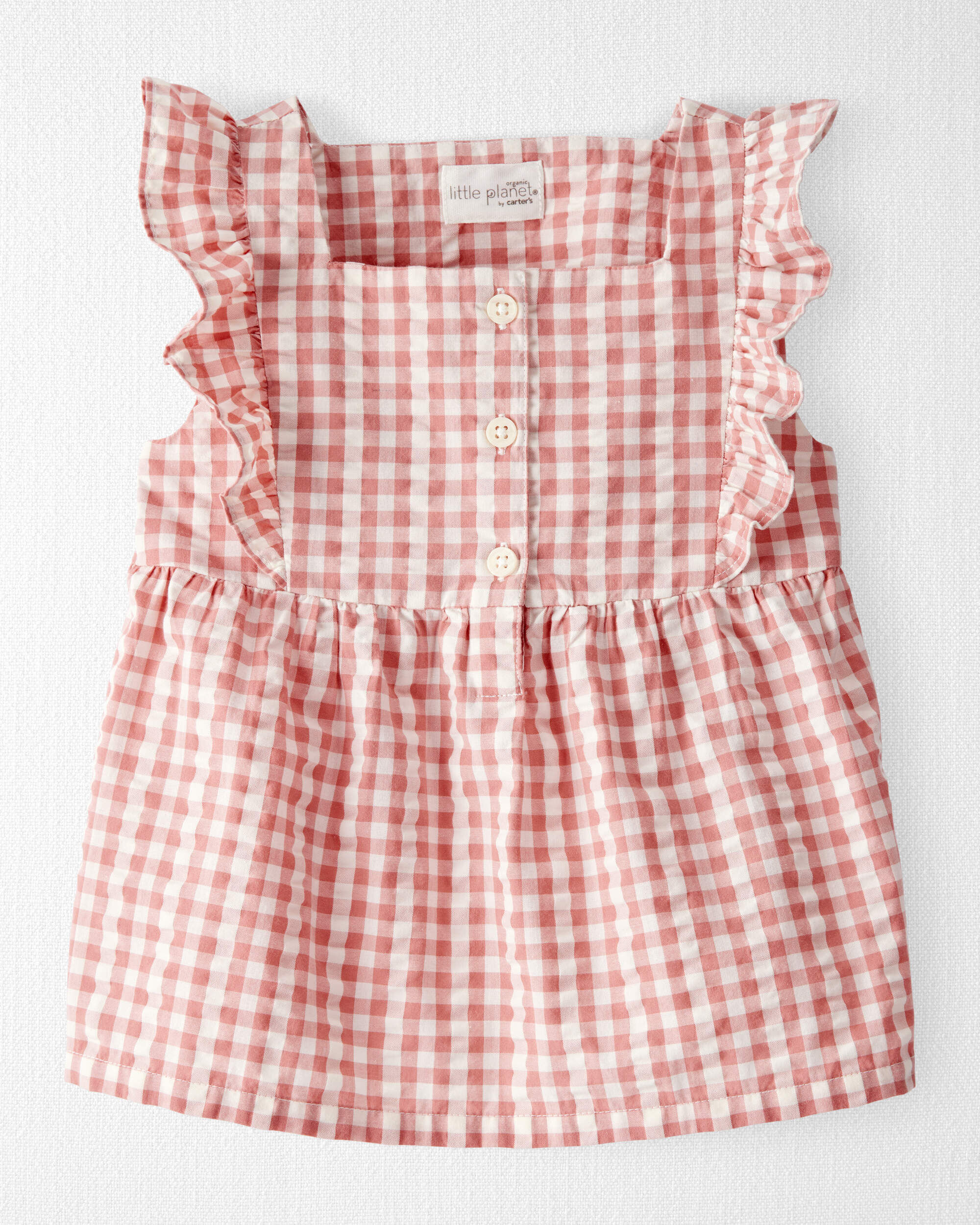 Toddler Organic Cotton Gauze Gingham Jumpsuit - Little