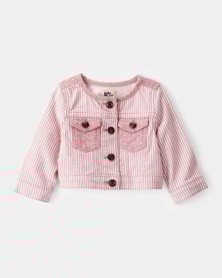 Product image 1 of Baby Vintage Inspired Twill Striped Cropped Jacket -  Pink