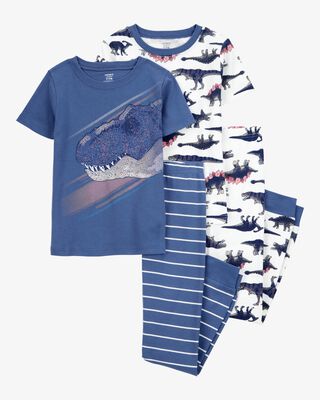 Product image 1 of Kid 4-Piece Dinosaur Cotton Pajamas