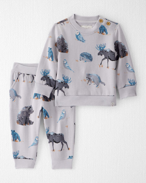 Baby Boy Midnight Forest Print Fleece Set Made with Organic Cotton